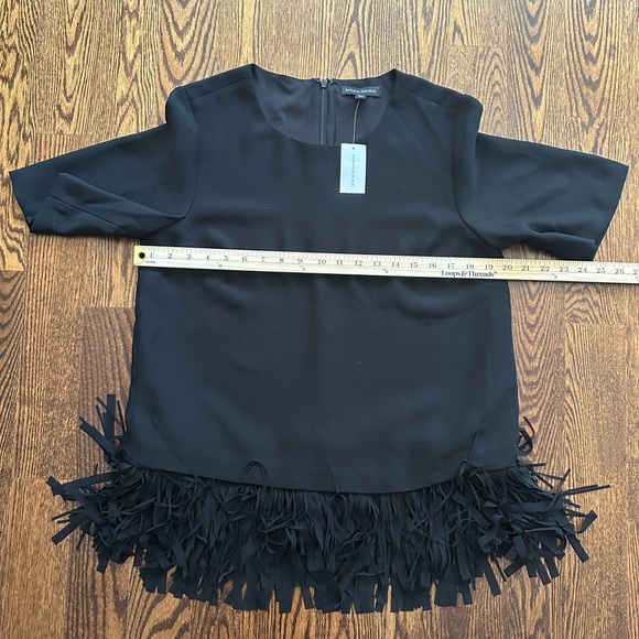 NWT Black Fringe Hem Women's Top - Picture 7 of 9